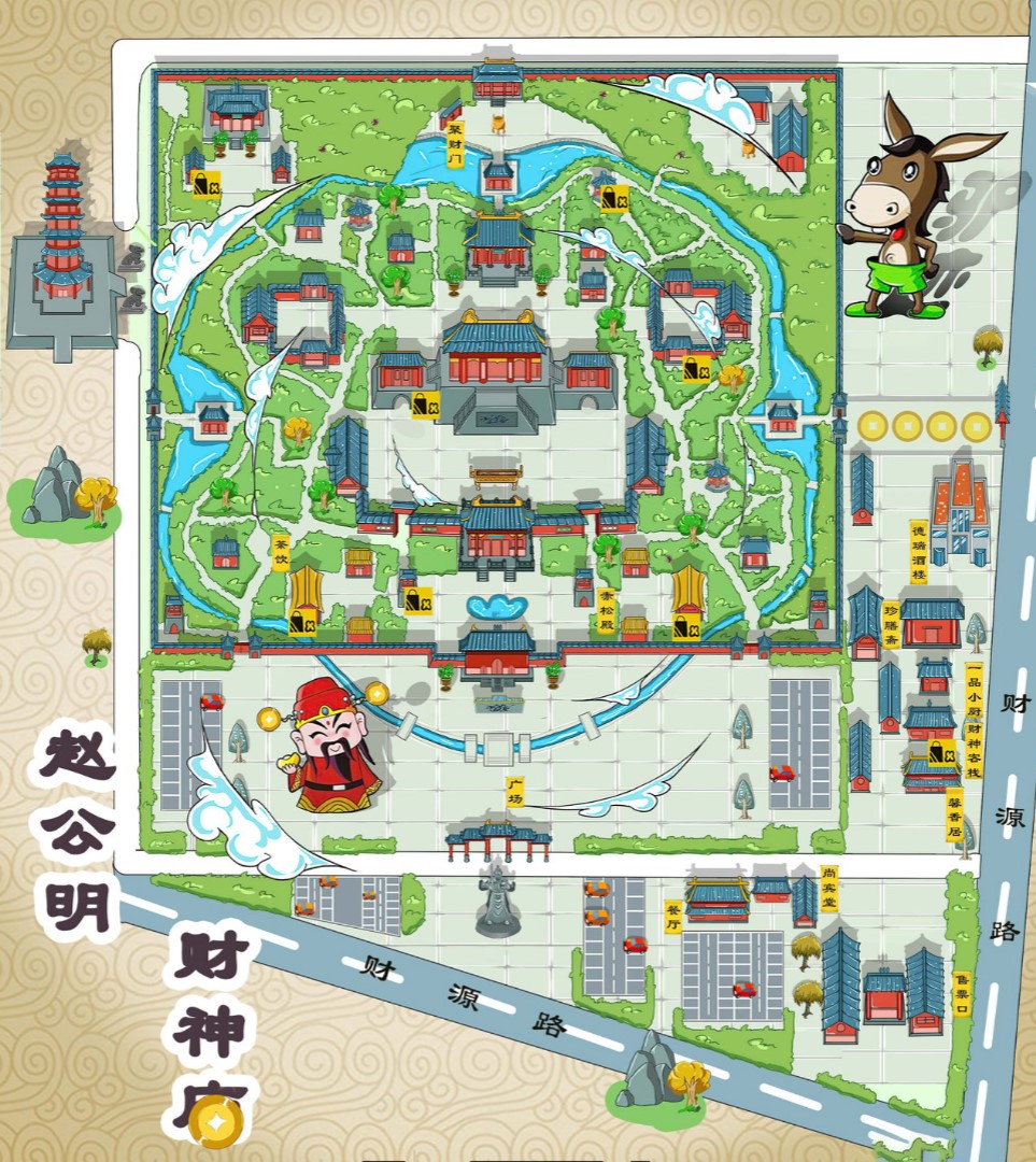 灵川寺庙类手绘地图